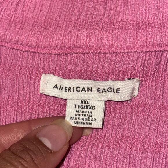American Eagle AE Smocked Button-Front Polo Mini Dress Women's Plus Sz 2XL Pink - Picture 4 of 8
